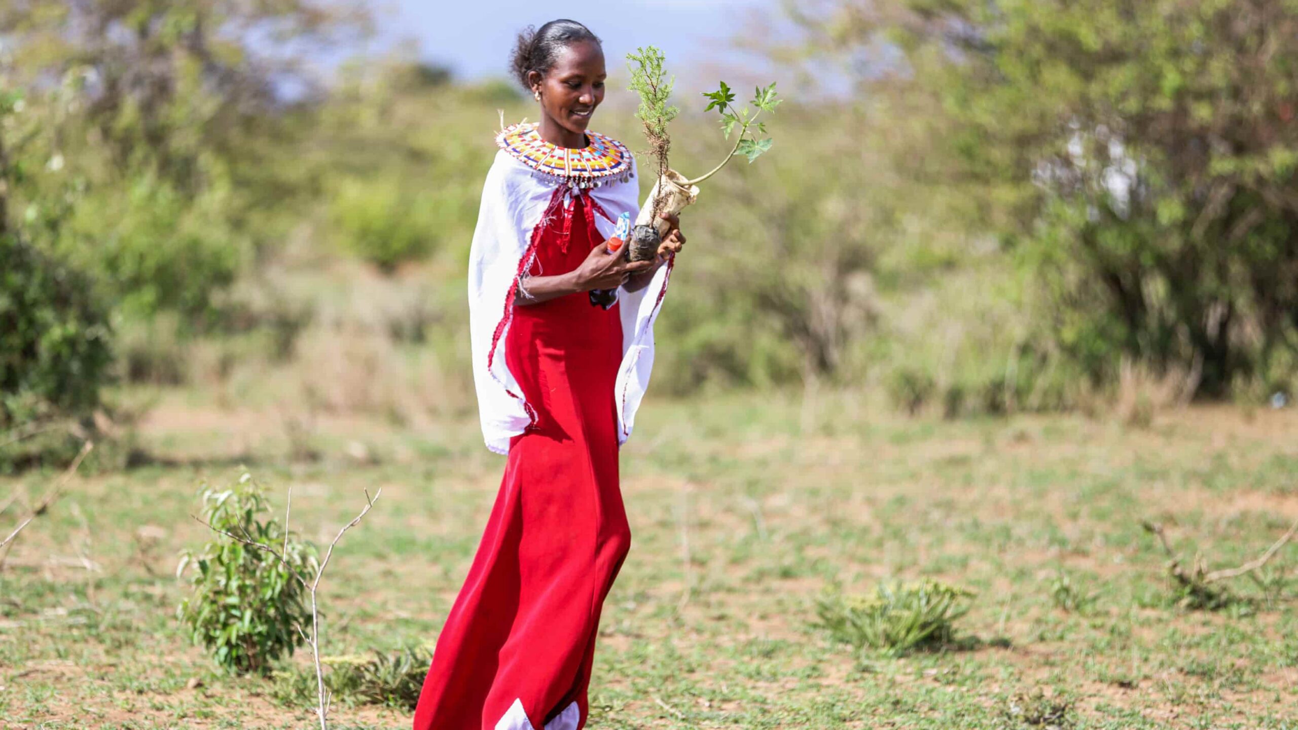 Christine Lekamario du groupe de jeunes Namaiyana repart avec son arbre de PACIDA qu'elle ira planter dans son potager.