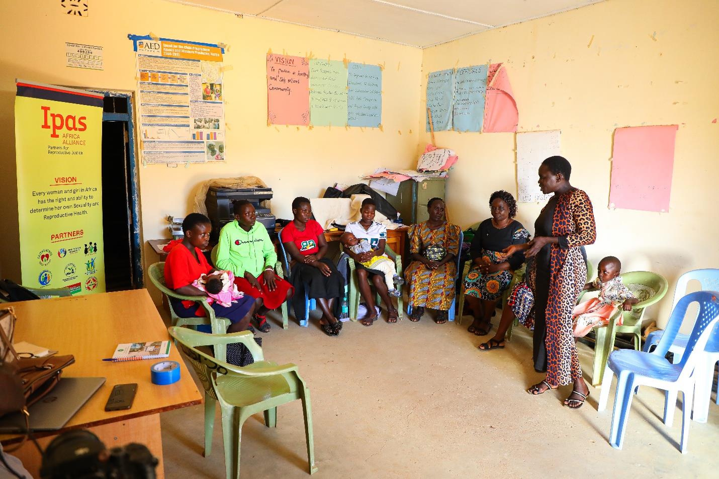 Group of young girls in a classroom